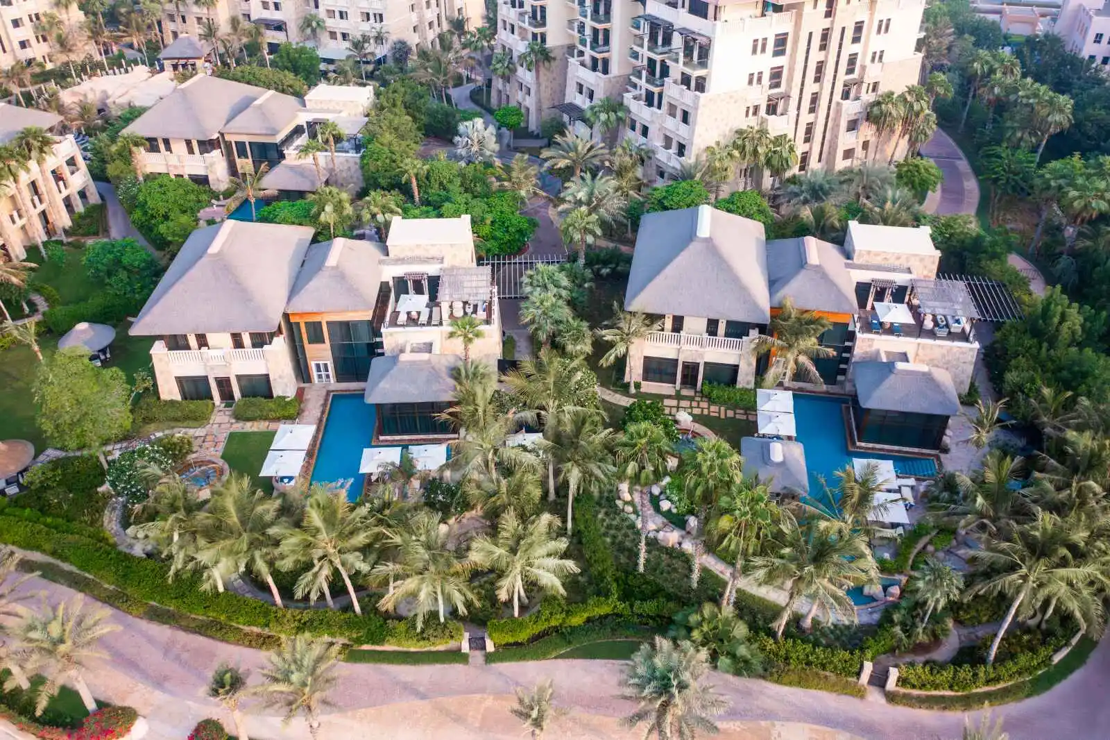 Vue aérienne des villas, Sofitel Dubai The Palm, Dubaï, Émirats arabes unis