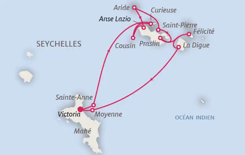 Carte Seychelles, le jardin d’Éden