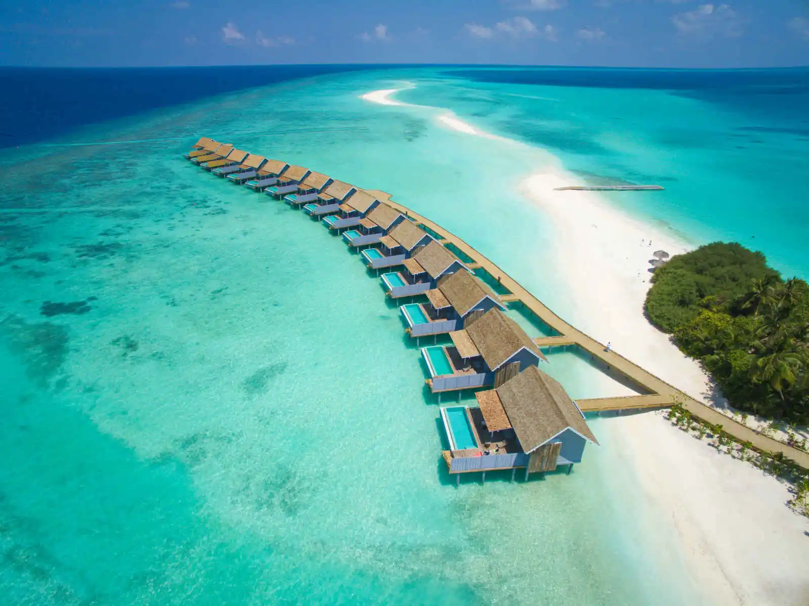 Vue aérienne de l'hôtel, Kuramathi Maldives